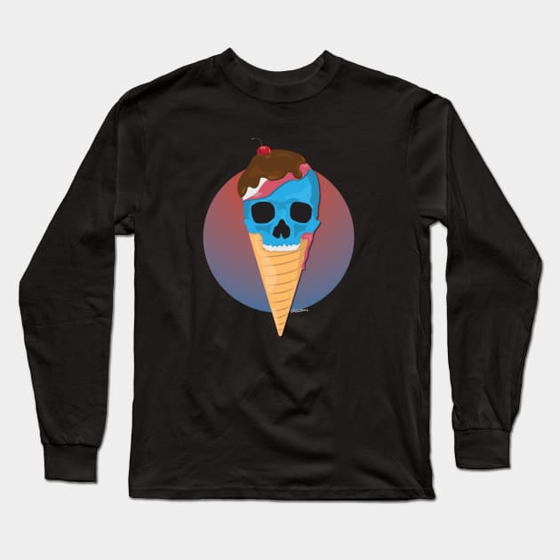 Ice cream skull Long Sleeve T-Shirt by obzen.